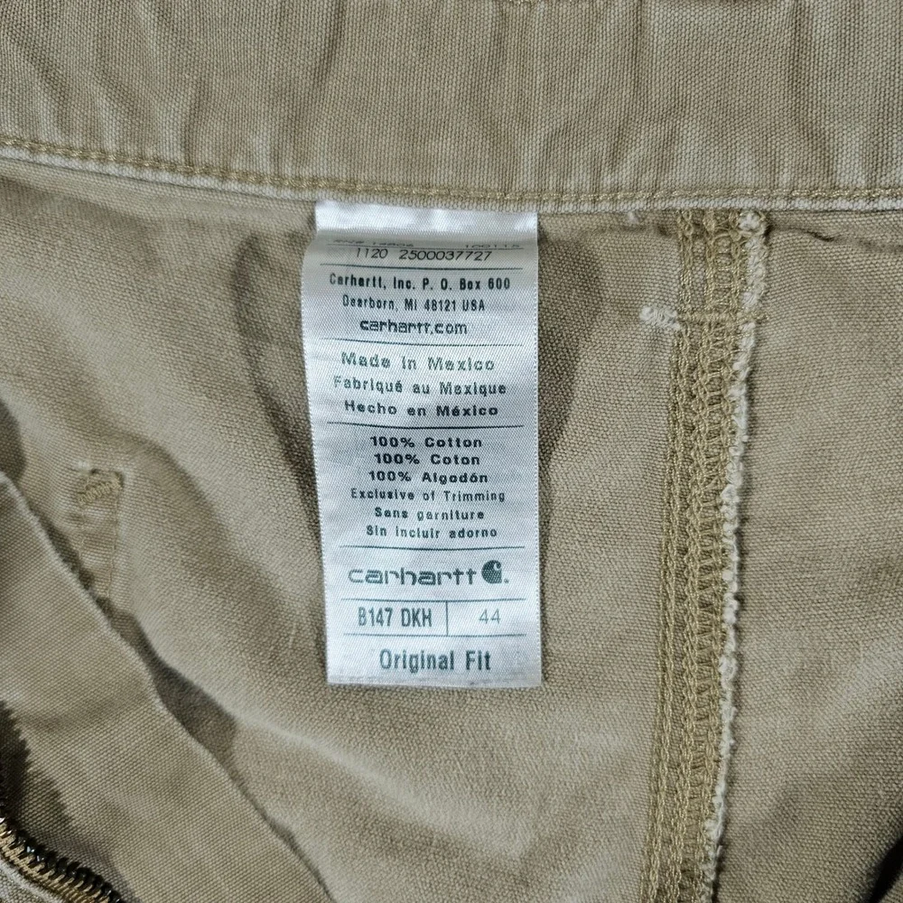 Carhartt Mens B147 DKH Original Fit Work Carpenter Shorts Tag Size 44 Beige Flaw
